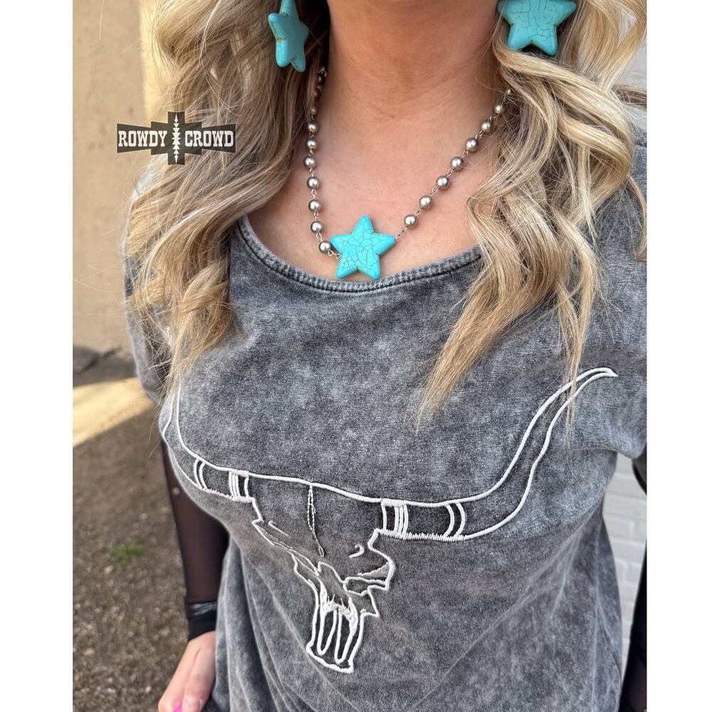 Star Struck Punchy Western Cowgirl Necklace Turquoise Silver